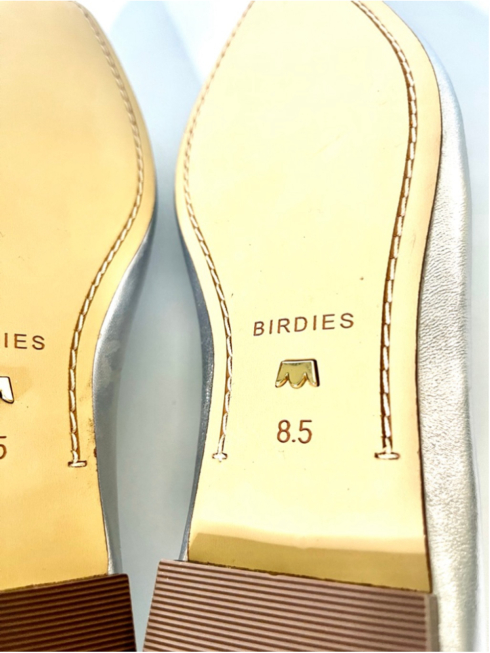 Birdies Crane Metallic Silver Leather Flats Women Size 8.5 - Picture 9 of 9